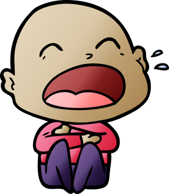 Bir insan tarafından çizilmiş kel adam diye bağıran çizgi film.