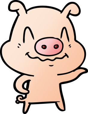 Bir insan tarafından çizilmiş sinirli çizgi film domuzu.