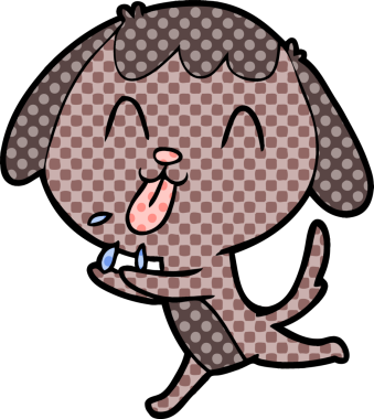 Bir insan tarafından çizilmiş şirin bir çizgi film köpeği.