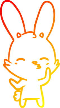 Bir insan tarafından çizilmiş meraklı bir tavşan çizgi filmi.