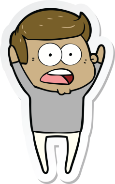 Bir insan tarafından çizilmiş bir karikatür çıkartması.