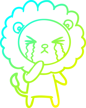 Bir insan tarafından çizilmiş ağlayan aslanın soğuk gradyan çizgisi