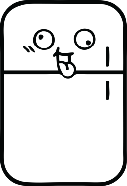 Bir insan tarafından çizilmiş bir buzdolabı karikatürü.