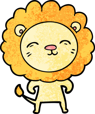 Bir insan tarafından çizilmiş çizgi film aslanı.