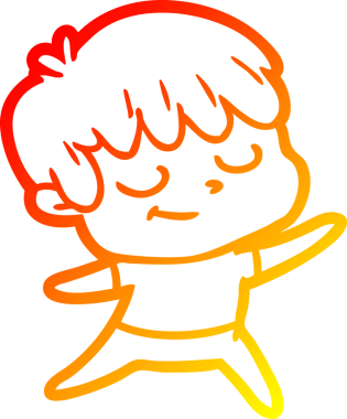 Bir insan tarafından çizilen mutlu bir çocuğun sıcak çizgi çizimi.