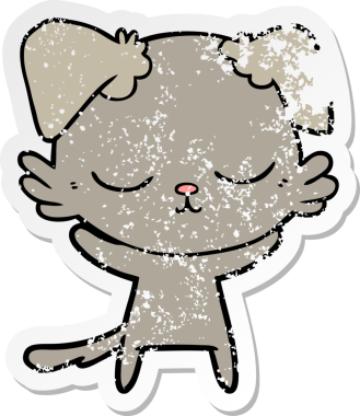 Bir insan tarafından çizilmiş şirin bir köpeğin sıkıntılı çıkartması.