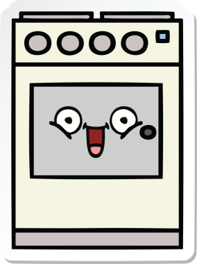 Bir insan tarafından çizilmiş şirin bir mutfak fırınının çıkartması.