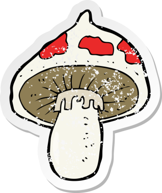 Bir insan tarafından çizilmiş bir mantar desenli karikatür yapıştırması.