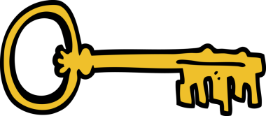 İnsan eliyle çizilmiş karikatür eski bir anahtar.