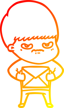 Bir insan tarafından çizilmiş kızgın bir çizgi film çocuğu çizimi.