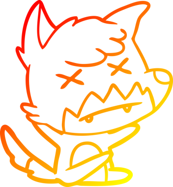 Bir insan tarafından çizilmiş şaşı gözlü tilki çizgi çizimi.