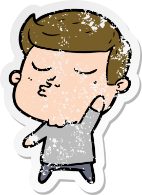 Bir insan tarafından çizilmiş karikatür mankeni adamın sıkıntılı çıkartması.