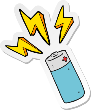 Bir insan tarafından çizilmiş karikatür bataryasının çıkartması.