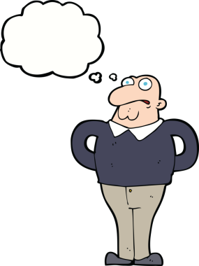 Bir insan tarafından çizilmiş düşünce balonlu endişeli bir adam.