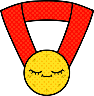 Bir insan tarafından çizilmiş altın madalyanın karikatürü.