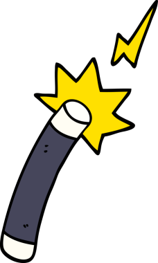 Bir insan tarafından çizilmiş karalama tarzı çizgi film sihirbazı asası.