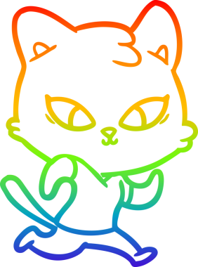 Gökkuşağı gradyan çizgisi bir insan tarafından çizilmiş şirin bir çizgi kedi çizimi