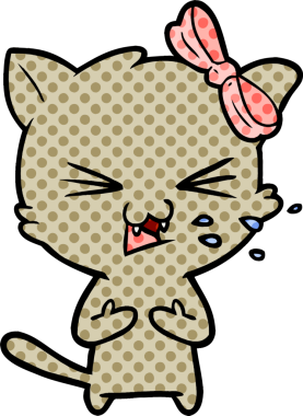 Bir insan tarafından çizilmiş çizgi film kedisi.