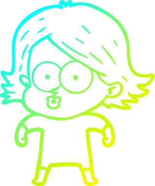 Bir insan tarafından somurtulmuş çizgi film kızı çizimi.