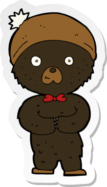 Bir insan tarafından çizilmiş küçük siyah ayının çıkartması.