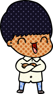 Bir insan tarafından çizilmiş mutlu çizgi film çocuğu.