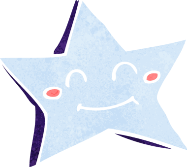 bir insan tarafından çizilmiş mutlu bir yıldız karakteri