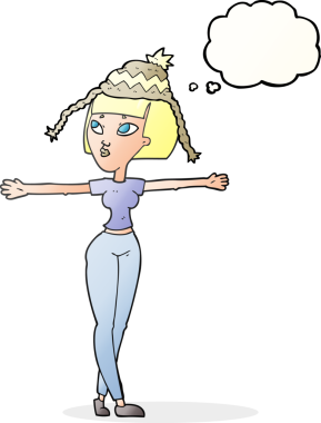 Bir insan tarafından çizilmiş şapkalı balon baloncuklu kadın.