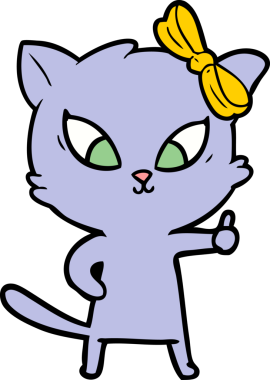 Bir insan tarafından çizilmiş çizgi film kedisi.