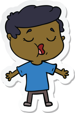 Bir insan tarafından çizilmiş bir karikatür adamın çıkartması.