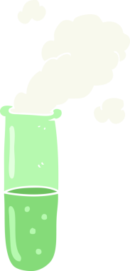 Bir insan tarafından çizilen bilimsel test tüpünün düz renk çizimi