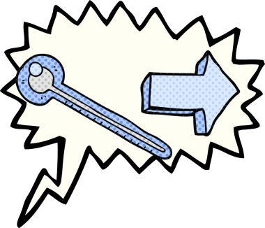 Bir insan tarafından çizilmiş serbest çizilmiş çizgi roman konuşma balonu termometresi