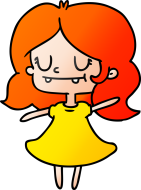 Bir insan tarafından çizilmiş kawai kızının gradyan çizimi.