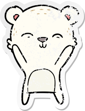 Bir insan tarafından çizilmiş mutlu bir kutup ayısının sıkıntılı çıkartması.