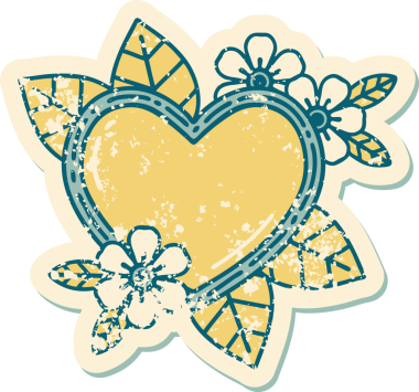 Bir insan tarafından çizilmiş botanik bir kalbin sembolik depresif dövmesi.