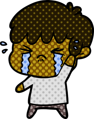 Bir insan tarafından çizilmiş ağlayan çizgi film çocuğu.