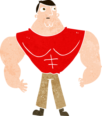 bir insan tarafından çizilmiş karikatür vücut geliştirici