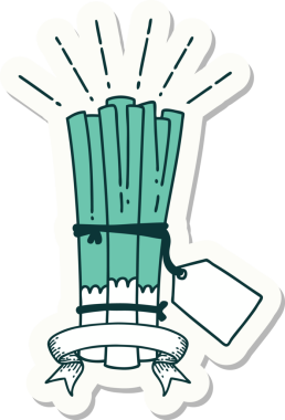 Bir insan tarafından çizilmiş bir demet pırasa dövmesi.