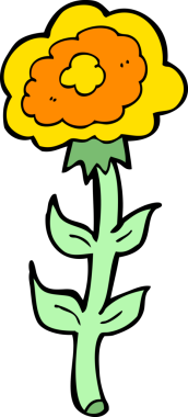 Bir insan tarafından çizilmiş çizgi film gülü