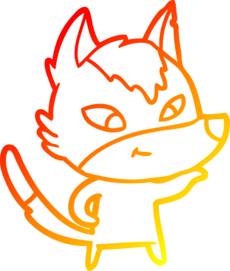 Bir insan tarafından çizilmiş dost canlısı bir kurt çizgi çizimi.