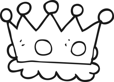 Bir insan tarafından çizilmiş siyah beyaz karikatür tacı.