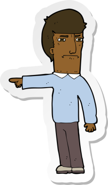 Bir insan tarafından çizilmiş bir karikatür adamın çıkartması.