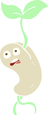 Bir insan tarafından çizilen filizlenen tohumun düz renk çizimi