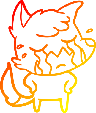 Bir insan tarafından çizilmiş ağlayan tilki çizgi filmi.