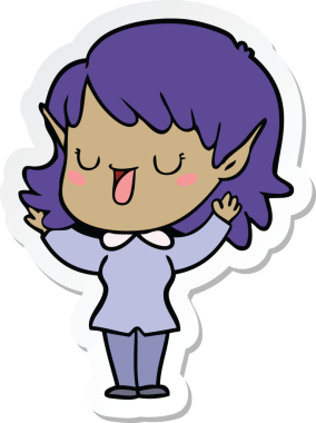 Bir insan tarafından çizilmiş bir elf kızının çıkartması.