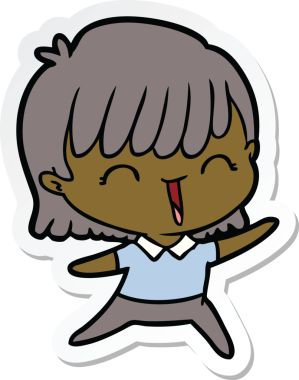 Bir insan tarafından çizilmiş bir karikatür kadının çıkartması.