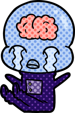 Bir insan tarafından çizilmiş koca beyinli bir uzaylı ağlaması.