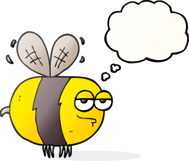 Bir insan tarafından çizilmiş serbest çizim balon karikatürü mutsuz bir arı.