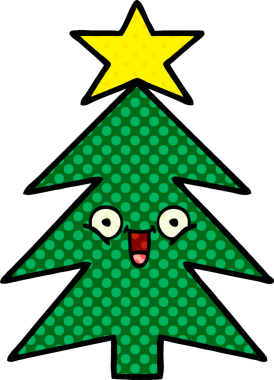 Bir insan tarafından çizilmiş bir Noel ağacının çizgi romanı.