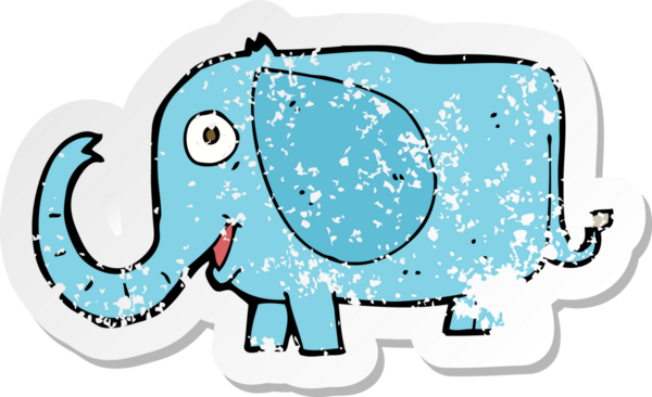 Bir insan tarafından çizilmiş karikatür bebek filinin gerilimli yapıştırması.