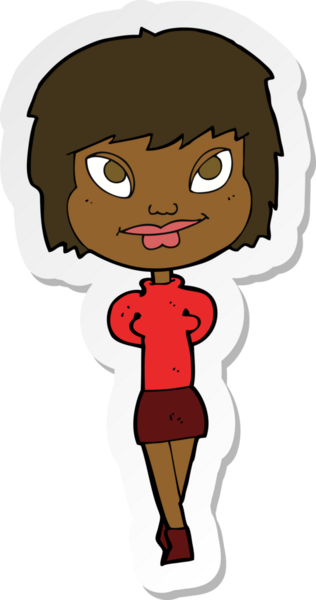 Bir insan tarafından çizilmiş mutlu bir kadının çıkartması.